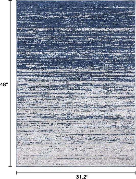 SAFAVIEH Adirondack Collection Accent Rug - 2'6" x 4', Navy & Grey, Modern Ombre Design, Non Shedding & Easy to Clean, Ideal for Front Door, Kitchen, Entryway, Accent Space (ADR113E)