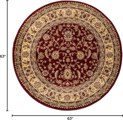 Unique Loom Voyage Collection Traditional Oriental Classic Intricate Design Area Rug (5' 0 x 5' 0 Round, Red/Gold)