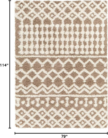 Livabliss Hapsburg Moroccan Shag Area Rug,6'7" x 9'6",Dark Brown