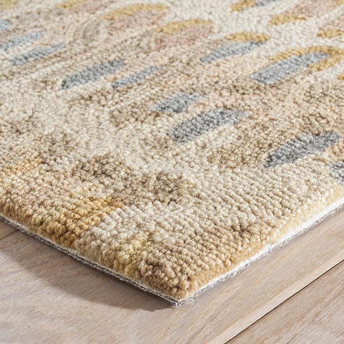 Dash and Albert Paint Chip Wool Area Rug - 5' x 8' Neutral Graphic Hand Micro Hooked Accent Rug - Durable, High Traffic Areas Hallway, Living Room, Stairs