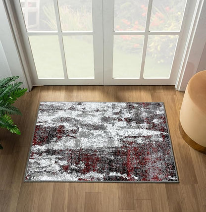 LUXE WEAVERS Modern Abstract Art Red 2x3 Area Rug