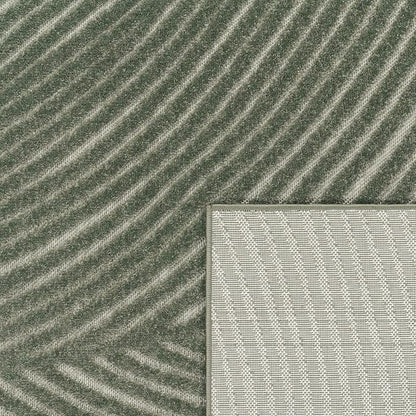 Paco Home Modern Area Rug with Abstract Line Pattern and Contour-Cut in Green, Size: 4' x 5'7"