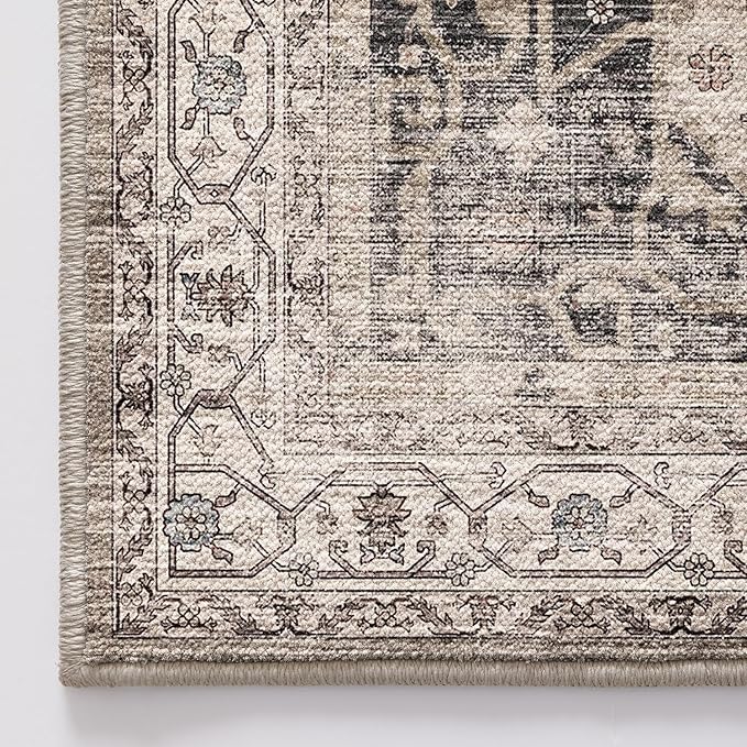 LUMI 8x10 Washable Area Rug for Living Room, Ultra Soft Traditional Rugs Non Slip with Rubber Backing, Low Profile, High Traffic, Stain Resistant Carpets, Ideal for Bedroom, Dining Room, Indoor