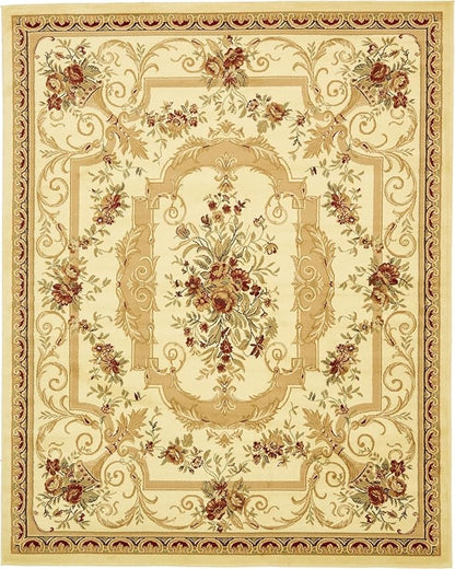 Rugs.com Chateau Collection Rug – 8' x 10' Cream Medium Rug Perfect for Living Rooms, Large Dining Rooms, Open Floorplans