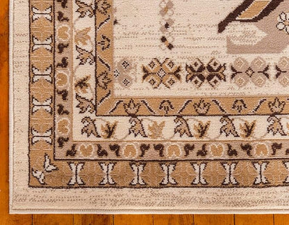Unique Loom Taftan Collection Border Geometric Tribal Inspired Design Area Rug (6' 0 x 9' 0 Rectangular, Ivory/ Tan)