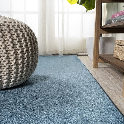 Eyely UES100H-210 Supersoft Haze Solid Low-Pile Indoor Runner Rug Casual;Contemporary;Solid;Traditional, Bedroom, Kitchen, Living Room, Easy-Cleaning, Non-Shedding, 2 X 10, Turquoise