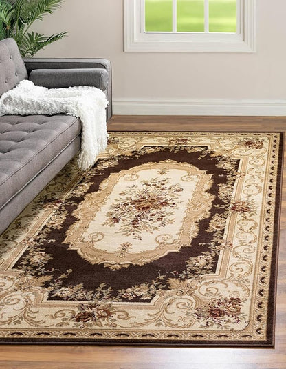 Rugs.com Chateau Collection Rug – 5' x 8' Brown Medium Rug Perfect for Bedrooms, Dining Rooms, Living Rooms