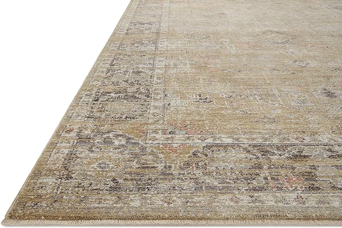 Loloi Magnolia Home by Joanna Gaines Millie Collection MIE-03 Gold/Charcoal 7'-10" x 7'-10", .25" Pile Height, Round Area Rug