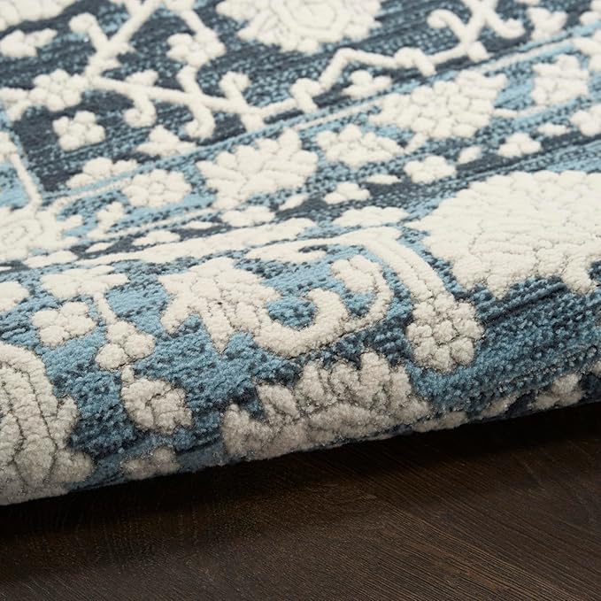 Nourison Home Grace Blue 5'3" x 7'3" Area Rug - Easy Clean, Non Shedding, Bed Room, Living Room, Dining Room, Kitchen (5' x 7')