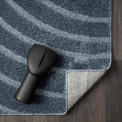 LUXE WEAVERS Modern Geometric Wave Blue 2x3 Area Rug