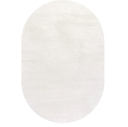 Eyely UES100T-6OV Supersoft Haze Solid Low-Pile Indoor Area Rug, Coastal, Bohemian, Minimalist, Classic, Casual for Bedroom,Kitchen,Living Room,Non Shedding,Easy-Washing, Cream, 6 X 9 Oval