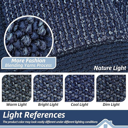 BEQHAUSE Indoor Door Mat 36" x 60", Dirt Trapper Door Mats Non-Slip Entryway Rugs Washable, Resist Dirt Absorbent Welcome Mat, Low Profile Floor Mats for Front Back Door and Entryway, Blue
