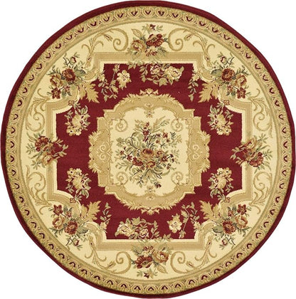 Unique Loom Versailles Collection Traditional Classic Floral Motif Area Rug (6 ft Round, Burgundy/ Ivory)