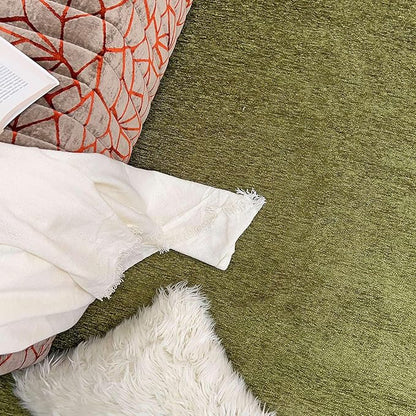 Alfa Rich 3x10 Green Washable Area Rugs for Living Room Hallway Kitchen Cotton Decor Solid Runner Rug