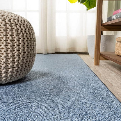 Eyely UES100F-5R Supersoft Haze Solid Low-Pile Indoor Area Rug Casual;Contemporary;Solid;Traditional, Bedroom, Kitchen, Living Room, Easy-Cleaning, Non-Shedding, 5' Round, Classic Blue