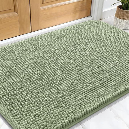 OLANLY Dog Door Mat for Muddy Paws 30x20, Absorbs Moisture and Dirt, Absorbent Non-Slip Washable Doormat, Quick Dry Chenille Mud Mat for Dogs, Entry Indoor Entryway Carpet for Inside Floor, Sage Green