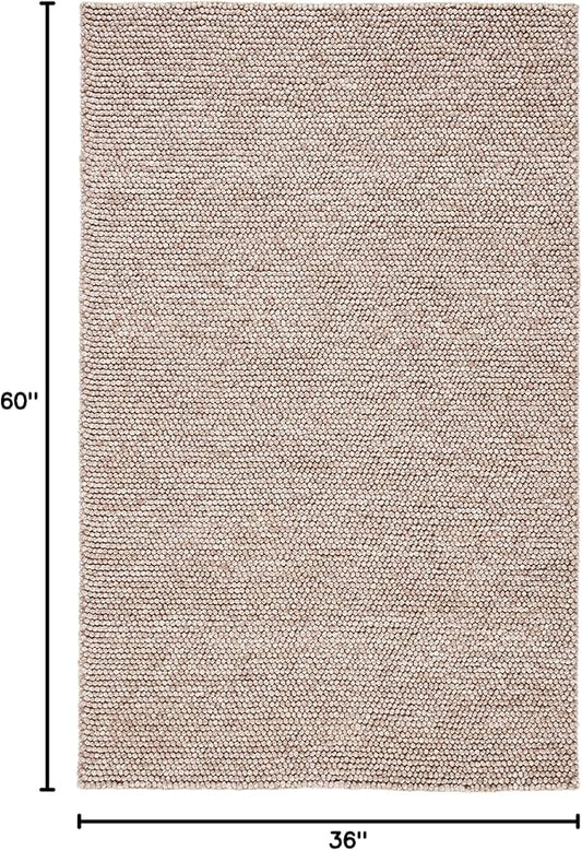 SAFAVIEH Area Rug 3x5 - Natura Collection - Brown, Handmade Wool Blend, Textured Design, Ideal for Living Room, Bedroom, Dining Space (NAT620T)