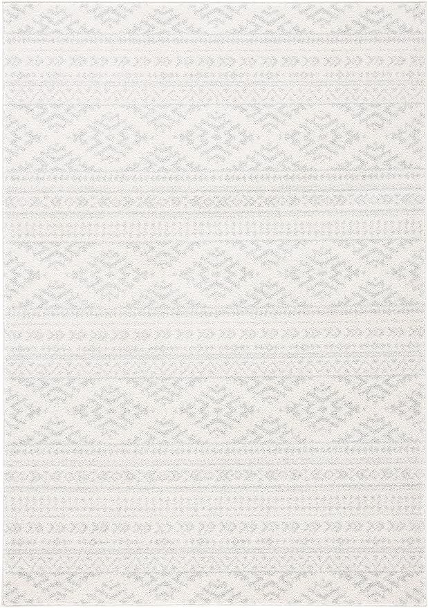 SAFAVIEH Tulum Collection Accent Rug - 2' x 4', Ivory & Light Grey, Moroccan Boho Tribal Design, Non-Shedding & Easy to Clean, Ideal for Front Door, Kitchen, Entryway, Foyer (TUL272G)