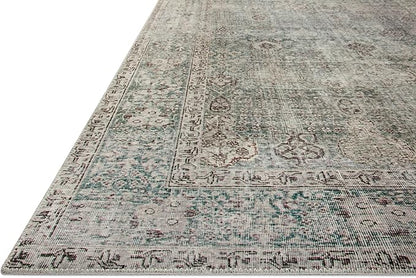 Loloi Chris Loves Julia Jules Collection JUL-08 Emerald/Antique Ivory 3'-6'' x 5'-6'', .13" Pile Height, Accent Rug