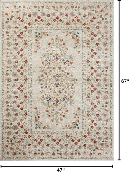 Loloi Rifle Paper Co. Laurel Collection LAU-02 Linen 3'-11" x 5'-7" Accent Rug