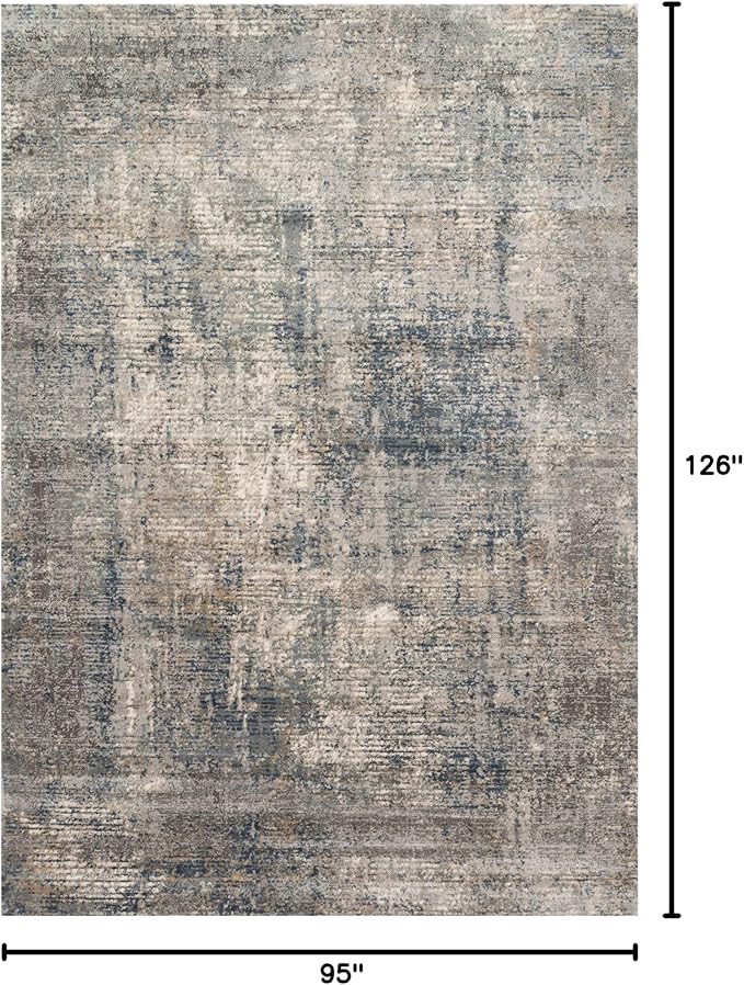 Loloi Teagan Collection TEA-05 Denim/Slate 7'-11" x 10'-6" Area Rug, Large, Soft Neutral Rug, High-Traffic for Living Room, Bedroom, Home Office, Dining Area