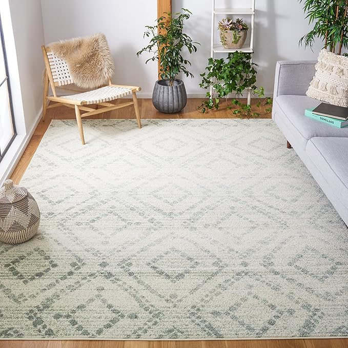 SAFAVIEH Adirondack Collection Area Rug - 11' x 15', Ivory & Green, Contemporary Design, Stain Resistant, Ideal for High Traffic Areas in Living Room, Bedroom & Dining Room (ADR131X-1115)