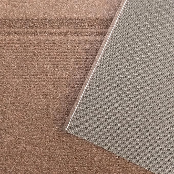 English Home Custom Size Non Slip Striped Design Light Weight Durable PVC Backing Thin Pile Runner Rug (26" x 7')
