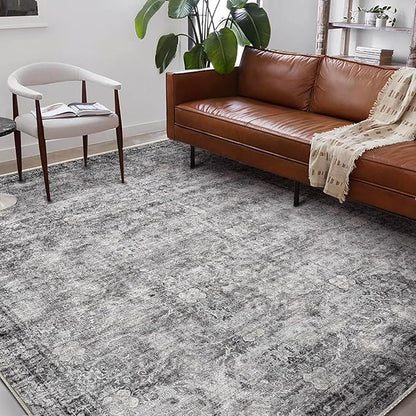 Washable Area Rug 10'x14' Boho Design Non-Shedding Easy Care Ideal for High Traffic Areas in Living Room Bedroom Office Coffee Table Kitchen Large Carpet
