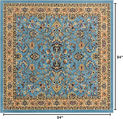 Unique Loom Sialk Hill Collection Area Rug - Washington (8' Square Light Blue/Navy Blue)