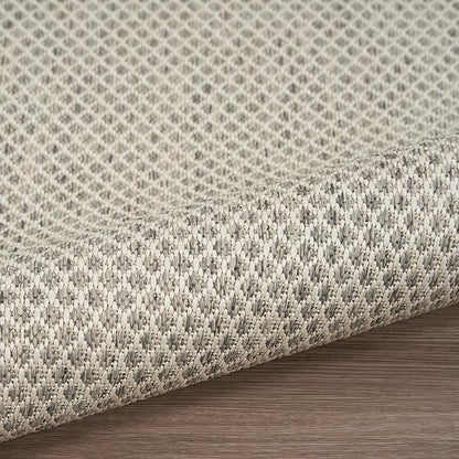 Nourison Home Courtyard Ivory Silver 8' x 10' Area Rug - Easy Clean, Non Shedding, Bed Room, Living Room, Dining Room, Kitchen (8' x 10')