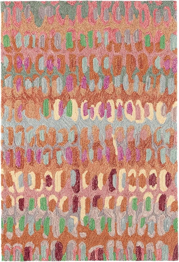 Dash and Albert Paint Chip Wool Area Rug - 4' x 6' Clay Graphic Hand Micro Hooked Accent Rug - Durable, High Traffic Areas Hallway, Living Room, Stairs