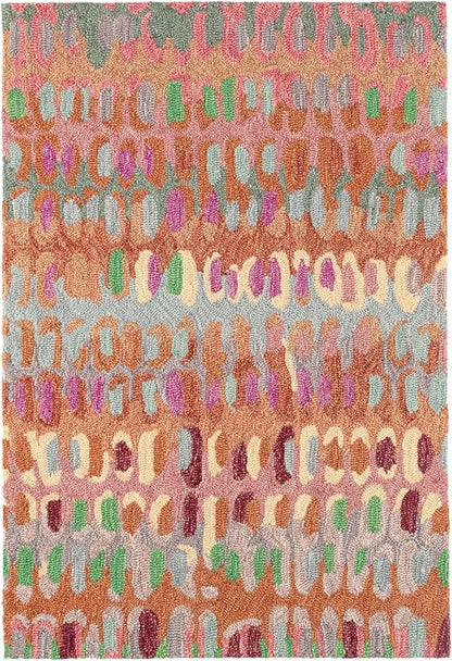 Dash and Albert Paint Chip Wool Area Rug - 4' x 6' Clay Graphic Hand Micro Hooked Accent Rug - Durable, High Traffic Areas Hallway, Living Room, Stairs