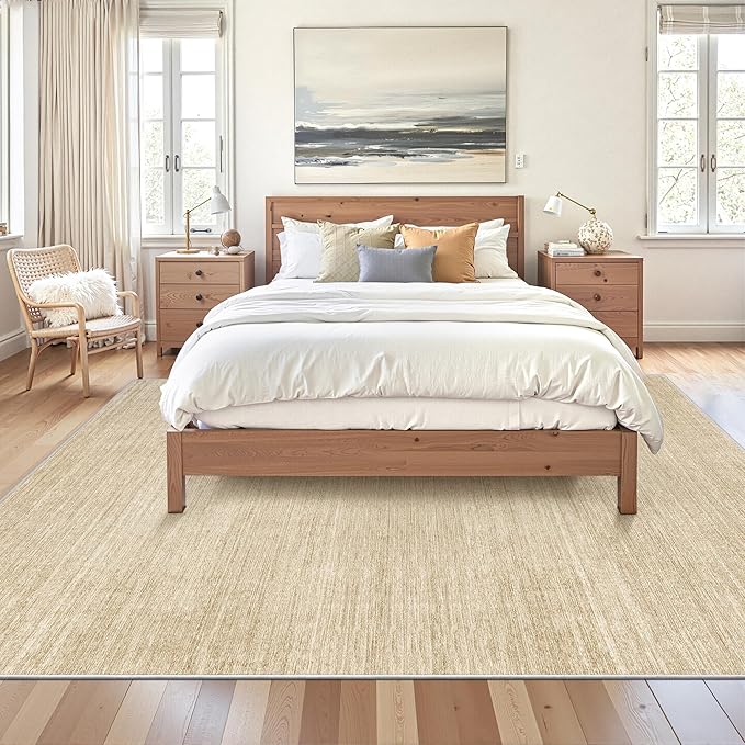 Art&Tuft Washable Rugs 5x7, Low Pile Area Rugs for Living Room - Non Slip and Stain Resistant Soft Thin 5x7 Rug for Bedroom, Dining Room, Kitchen, Office, Brown