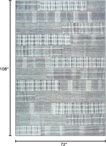 Bloom Rugs Washable Non-Slip 6' x 9' Rug - Gray Striped Area Rug for Living Room, Bedroom, Dining Room, and Kitchen - Exact Size: 6' x 9'