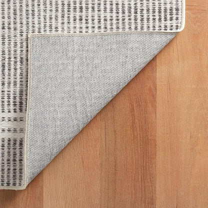Dash & Albert Malta Blue Machine Washable Rug, 7.5 X 9.5 Feet, Grey Stripe Pattern