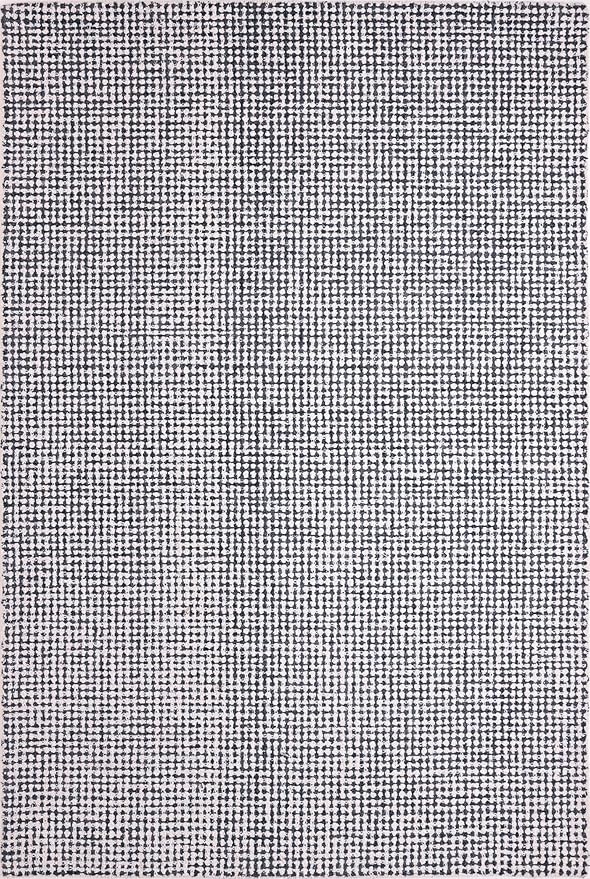 Hand-Tufted 100% Wool Pile Area Rug – Geometric Textured Grid Check Pattern – Thick and Durable Floor Carpet for Bedroom, Living Room, Kids Room, and Dining Area (Charcoal Gray, 7' x 9')