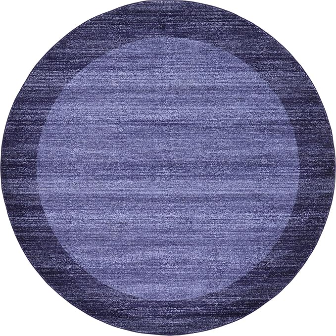 Rugs.com Angelica Collection Rug – 8 Ft Round Navy Blue Medium Rug Perfect for Kitchens, Dining Rooms