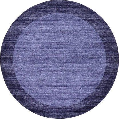 Rugs.com Angelica Collection Rug – 8 Ft Round Navy Blue Medium Rug Perfect for Kitchens, Dining Rooms