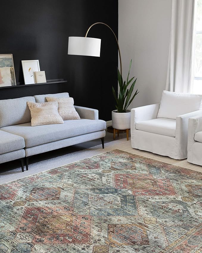 Loloi Skye Collection SKY-06 Apricot/Mist 8'-0" x 8'-0" Round Area Rug