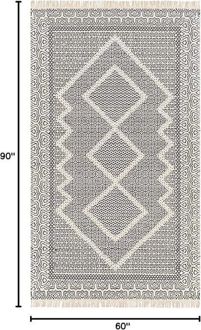 Mark&Day Wool Rugs, 5x7 Nishnabotny Cottage Dark Gray Area Rug, Grey Beige Carpet for Living Room, Bedroom or Kitchen (5' x 7'6")