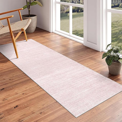 Art&Tuft Non-Slip Runner Rug - 2x5 Runner Rug Washable Low-Pile Rugs Runners, Soft Distressed Carpet Runner for Bedroom Bathroom Kitchen Laundry Living Room, Lightpink