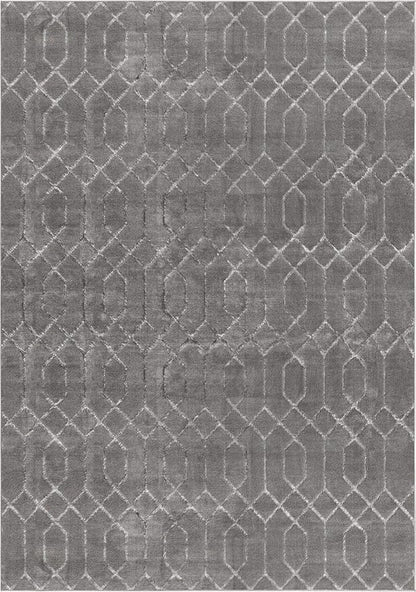 Unique Loom Glam Collection Area Rug - Trellis (10' x 14' 1" Rectangle, Gray Silver/ Silver)