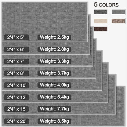 8ft Jute Hallway Rug Runner, Rubber Backed Extra Long Carpet Runner Mats for Hallway, Machine Washable Indoor Entryway Runner Rug, Grey