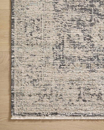Loloi Amber Lewis Alie Collection ALE-05 Charcoal/Beige 5'-3'' x 5'-3'', .13'' Pile Height, Round Area Rug
