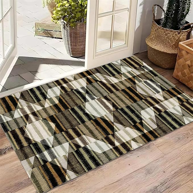 Large Living Room Area Rug 5x7ft,Modern Geometric Rugs, Multicolor Low Pile Farmhouse Carpet, Machine Washable & Non-Slip Non-Shedding for Classroom, Bedroom & Dorm