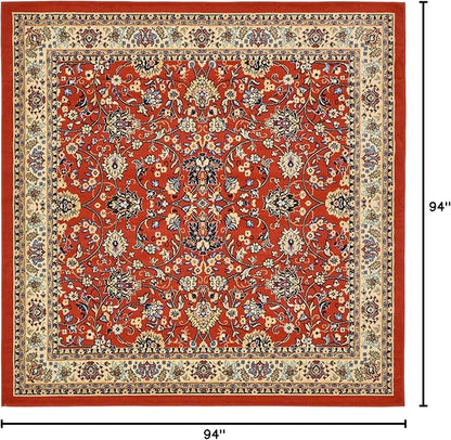 Unique Loom Sialk Hill Collection Area Rug - Washington (8' Square Terracotta/Cream)
