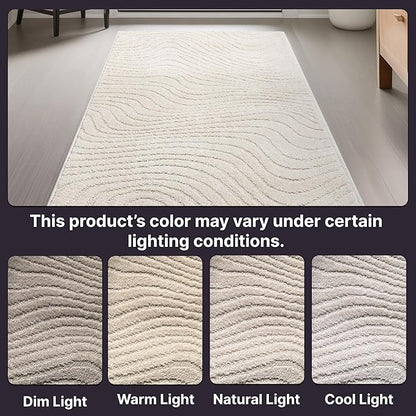Well Woven Custom Size Hallway Stair Runner - Choose Your Length - 27 Inches Wide x 6 Feet Long Runner (27" x 6' Runner) Rug - Ivory Sibi Soft Touch, Modern Abstract - Hi-Lo Pile