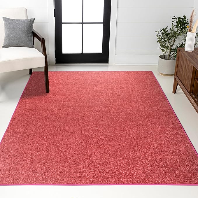 JONATHAN Y Haze Solid Low-Pile Red Indoor Area Rug 6x9, Coastal,Bohemian,Minimalist,Classic, Easy-Cleaning for Living Room,Bedroom,Kitchen,Pet Friendly,Non-Shedding (SEU100E-6)