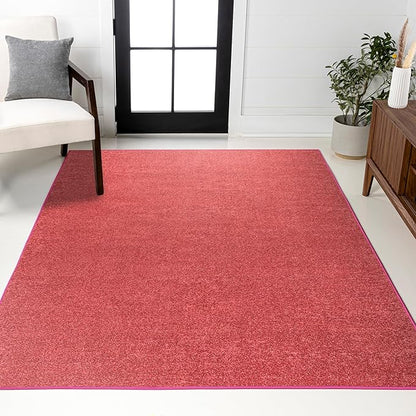 JONATHAN Y Haze Solid Low-Pile Red Indoor Area Rug 6x9, Coastal,Bohemian,Minimalist,Classic, Easy-Cleaning for Living Room,Bedroom,Kitchen,Pet Friendly,Non-Shedding (SEU100E-6)