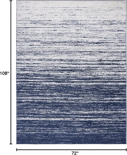 SAFAVIEH Area Rug 6x9 - Adirondack Collection - Navy & Ivory, Modern Ombre Design, Non Shedding & Easy to Clean, Ideal for Living Room, Bedroom, Office, Dining Space (ADR113N)